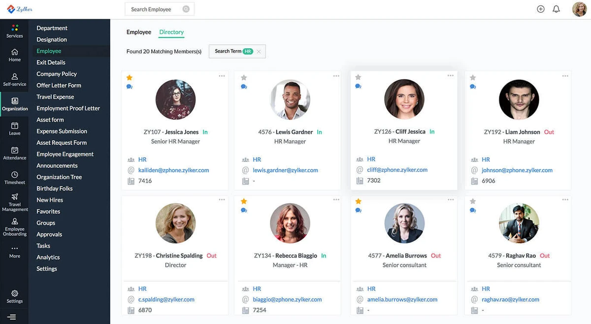 ZohoPeople directory